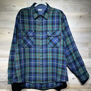 Vintage Fieldmaster Shirt Wool Blend Blue Plaid Button Up Men’s XL Outdoor Work